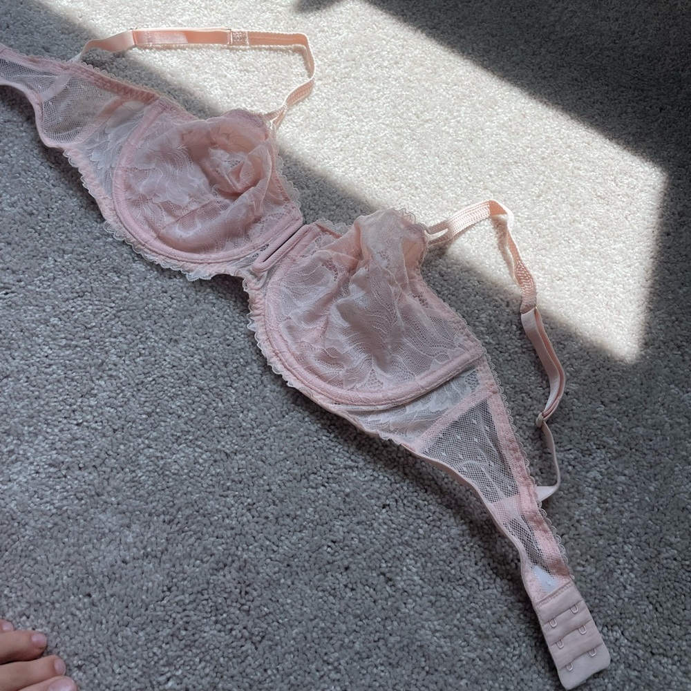 Pink lace bra
